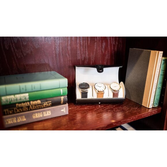 Travel Watch Case Roll Organizer for Men | Vegan Faux Leather Watch Display Case - Picture 6 of 8